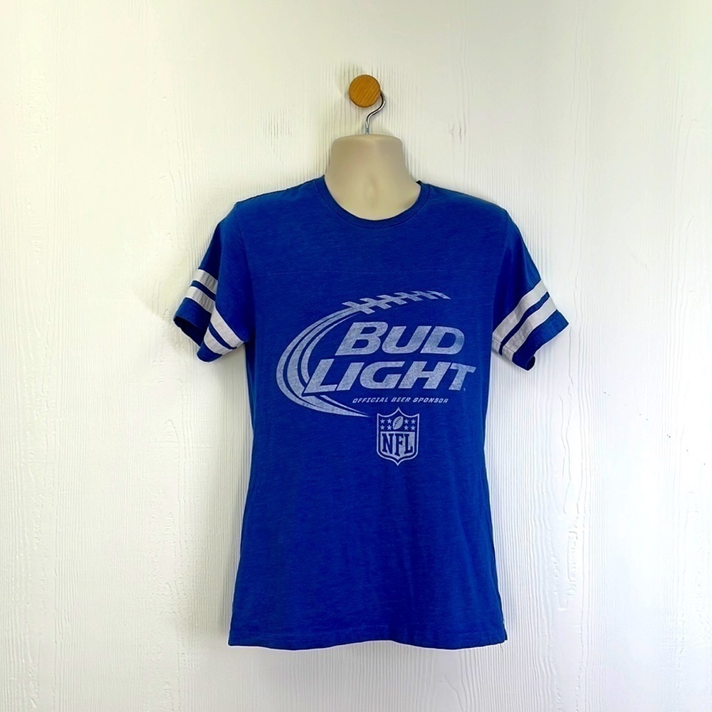 Live And Tell - Vintage Bud Light NFL Official Sponsor Blue with White Stripe M